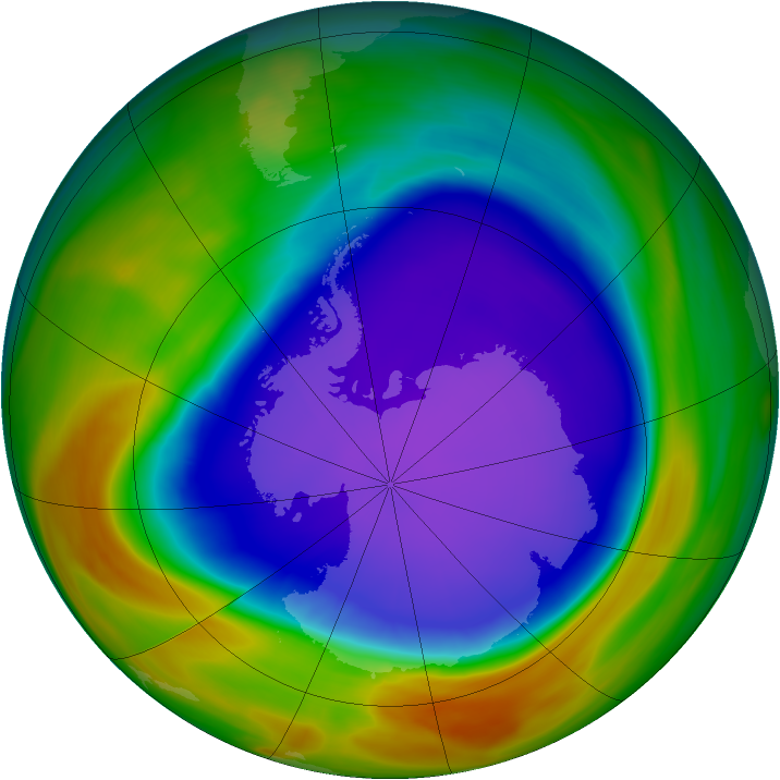 Antarctic ozone map for 29 September 2005